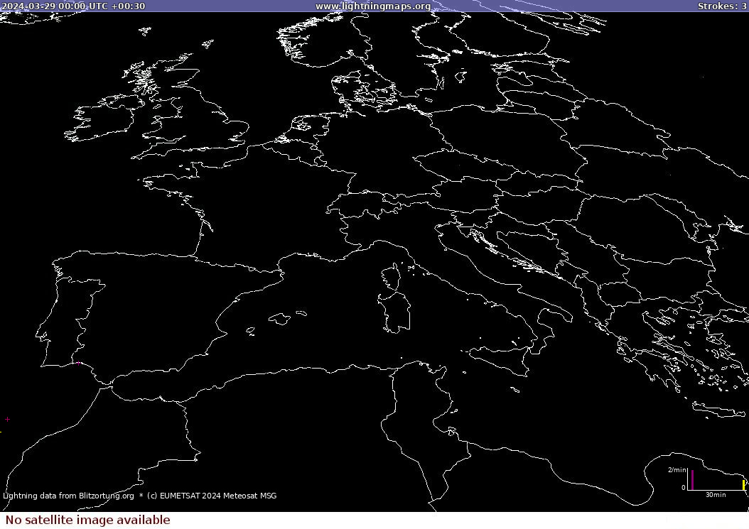 Карта блискавок Sat: Europe Clouds + Rain 29.03.2024 (Анімація)