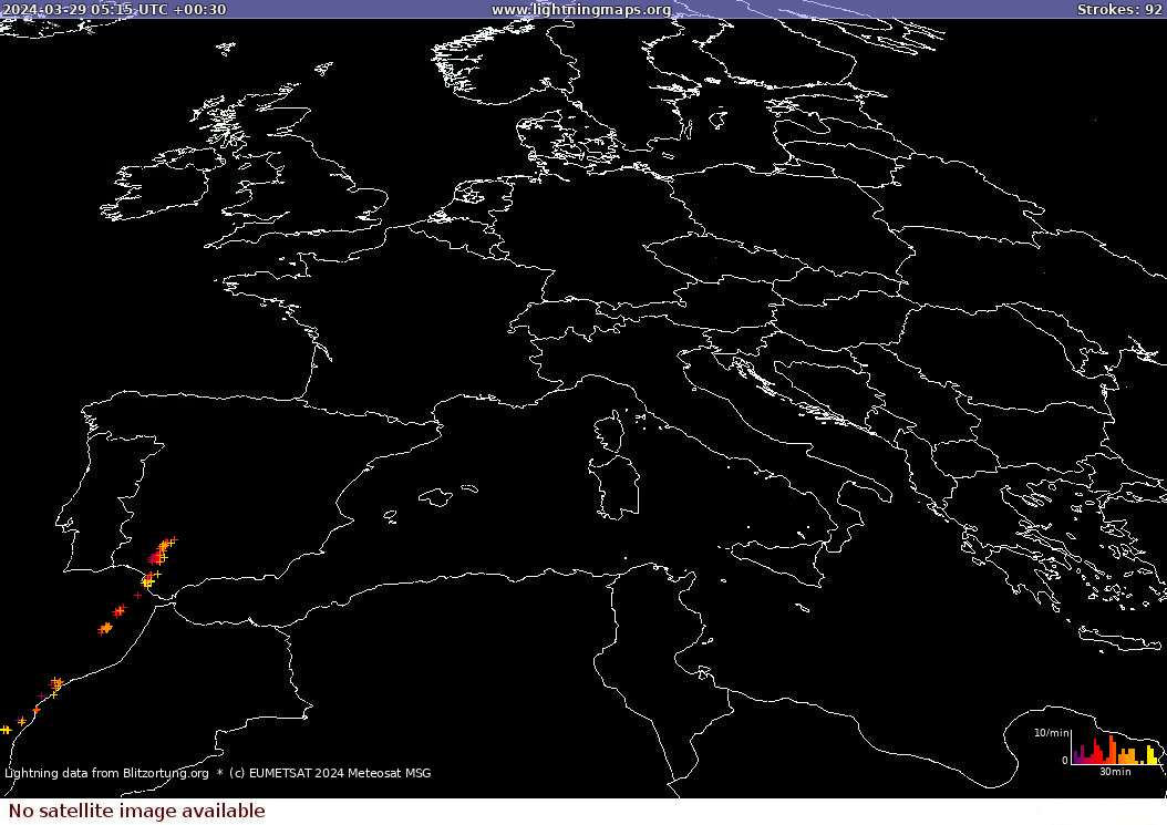 Bliksem kaart Sat: Europe Clouds + Rain 29.03.2024 (Animatie)