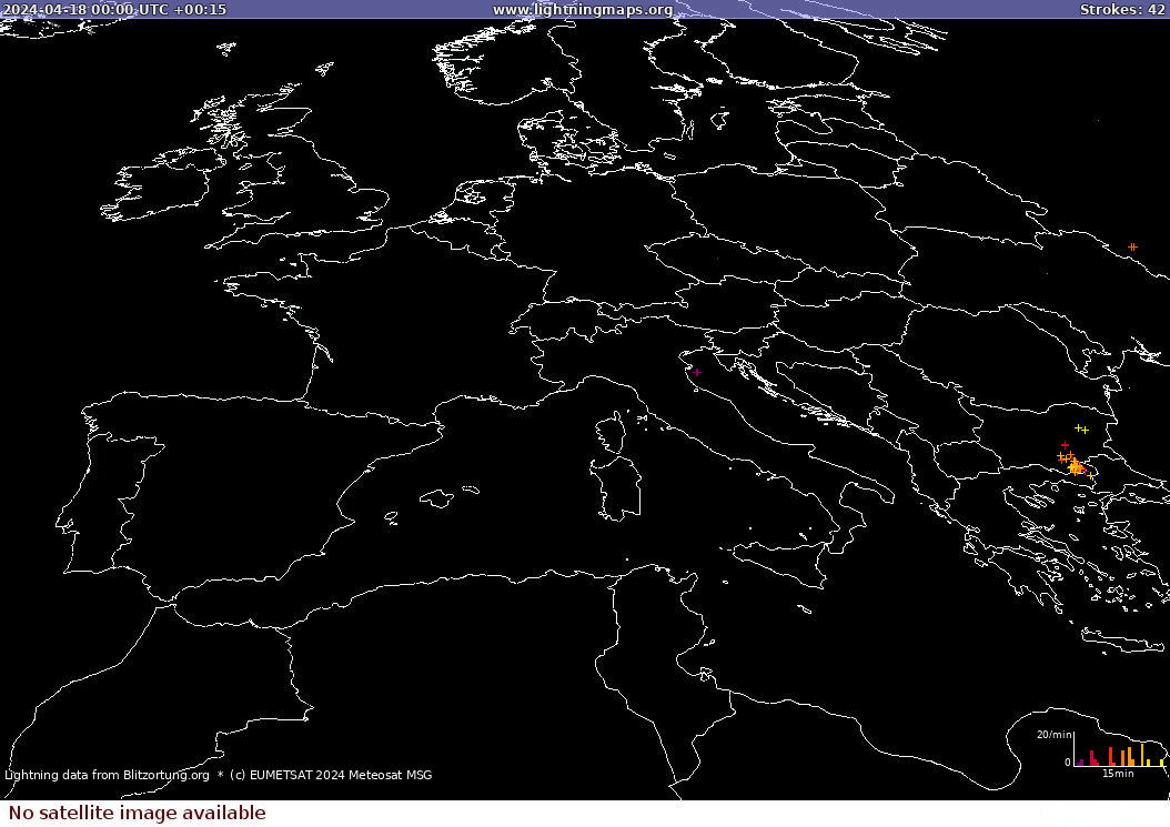 Lightning map Sat: Europe Clouds + Rain 2024-04-18
