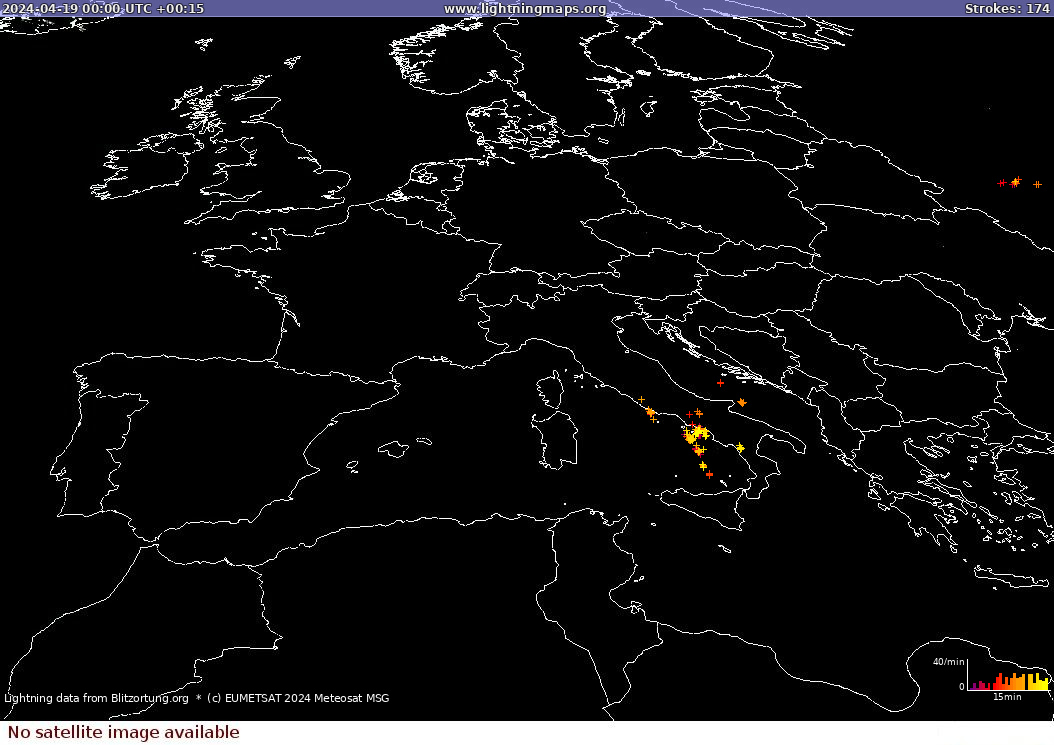 Lightning map Sat: Europe Clouds + Rain 2024-04-19