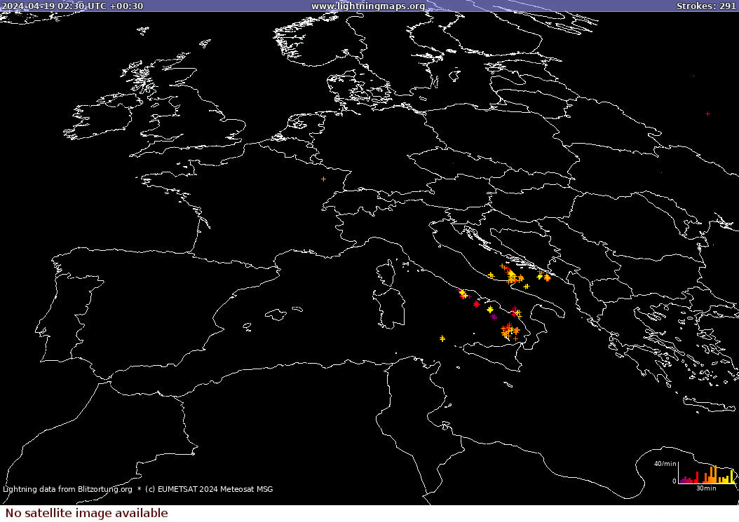 Mapa blesků Sat: Europe Clouds + Rain 19.04.2024 (Animace)