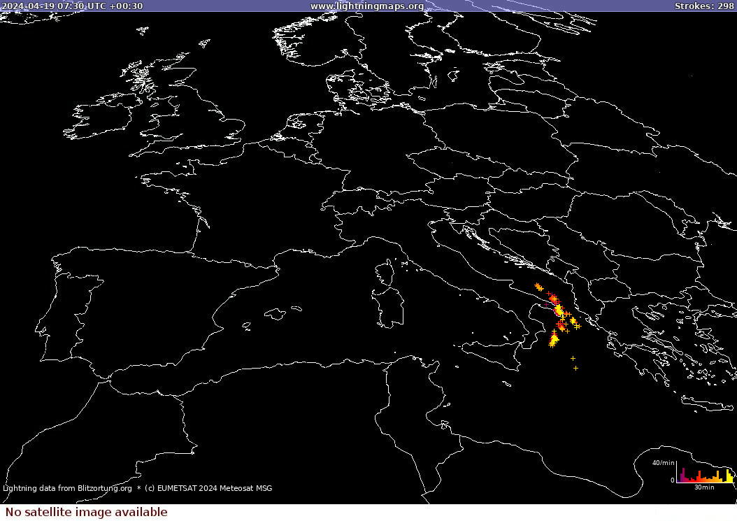 Mapa wyładowań Sat: Europe Clouds + Rain 2024-04-19 (Animacja)