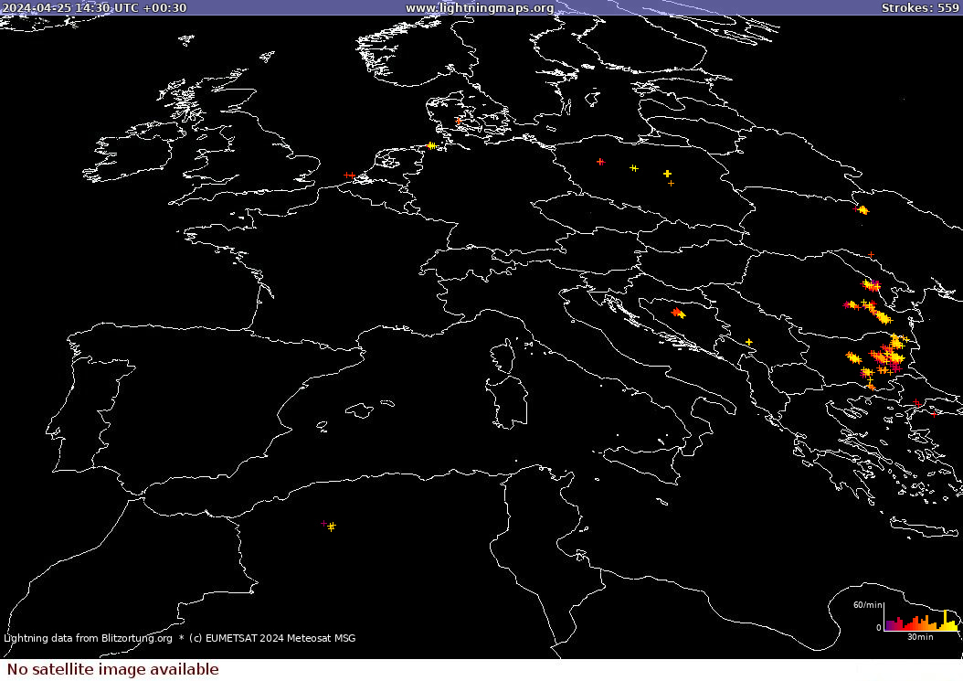 Blitzkarte Sat: Europe Clouds + Rain 25.04.2024 (Animation)