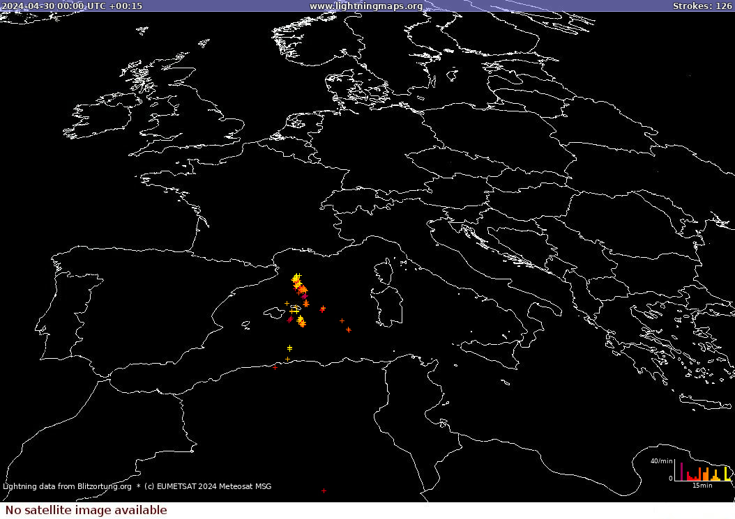 Lightning map Sat: Europe Clouds + Rain 2024-04-30