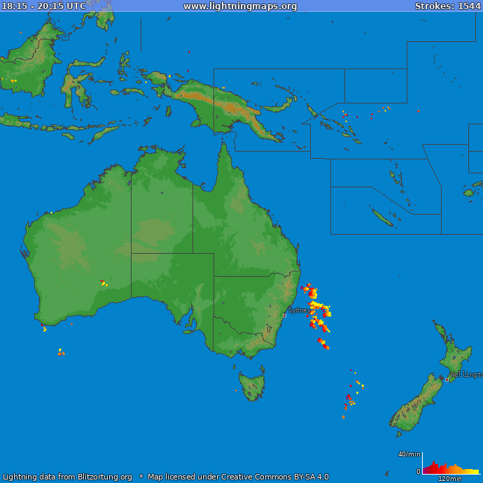 Poměr blesků (Stanice Meteor O-I  'South') Oceania 2023 Říjen