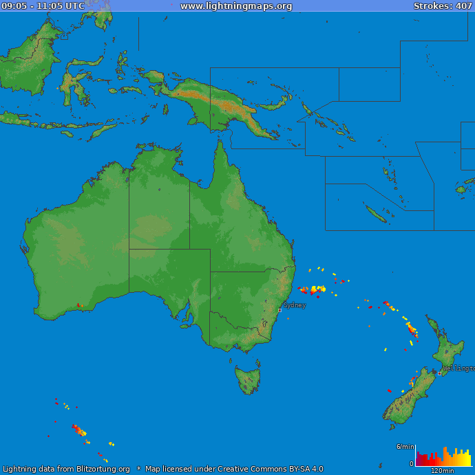 Poměr blesků (Stanice Wajima) Oceania 2021 Prosinec