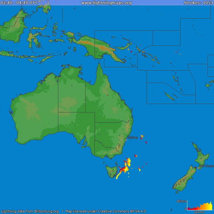 Andel blixtar (Station Darwin - Alawa) Oceania 2022 April