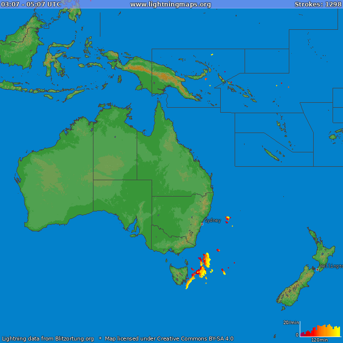 Poměr blesků (Stanice Lubbock) Oceania 2023 Červen