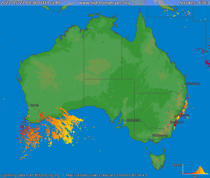 Lightning map Australia 2022-05-22