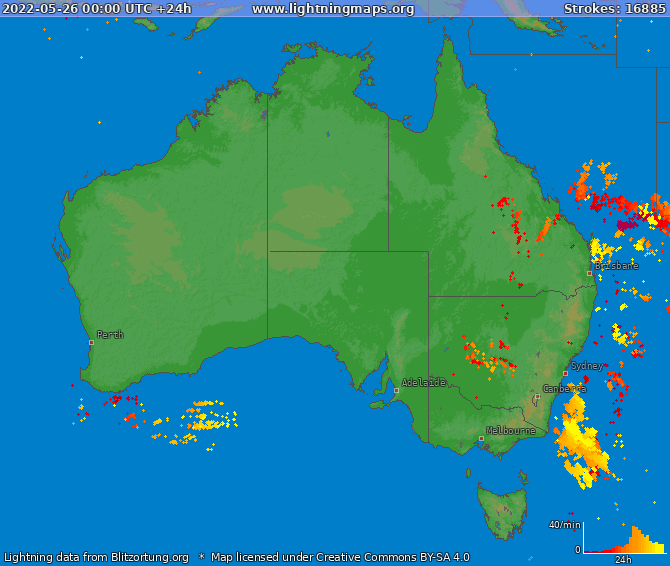 Mappa dei fulmini Australia 26.05.2022