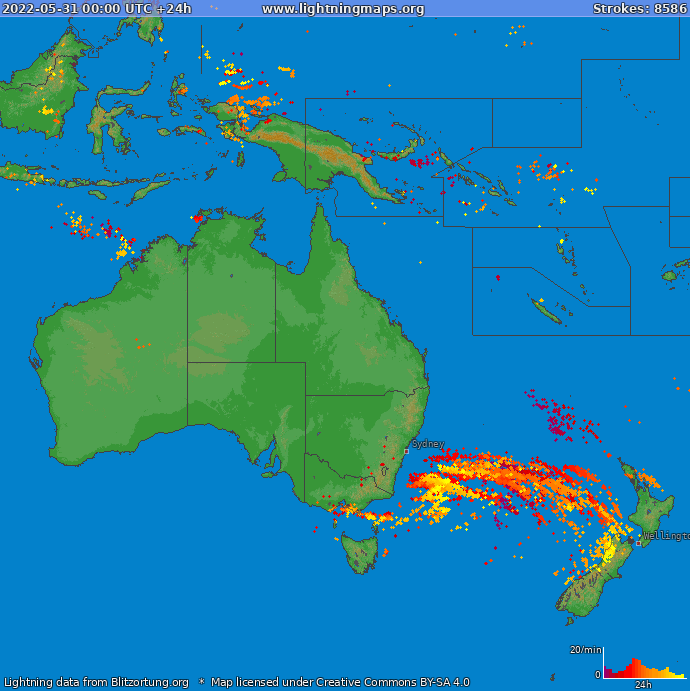 Mapa blesků Oceania 31.05.2022