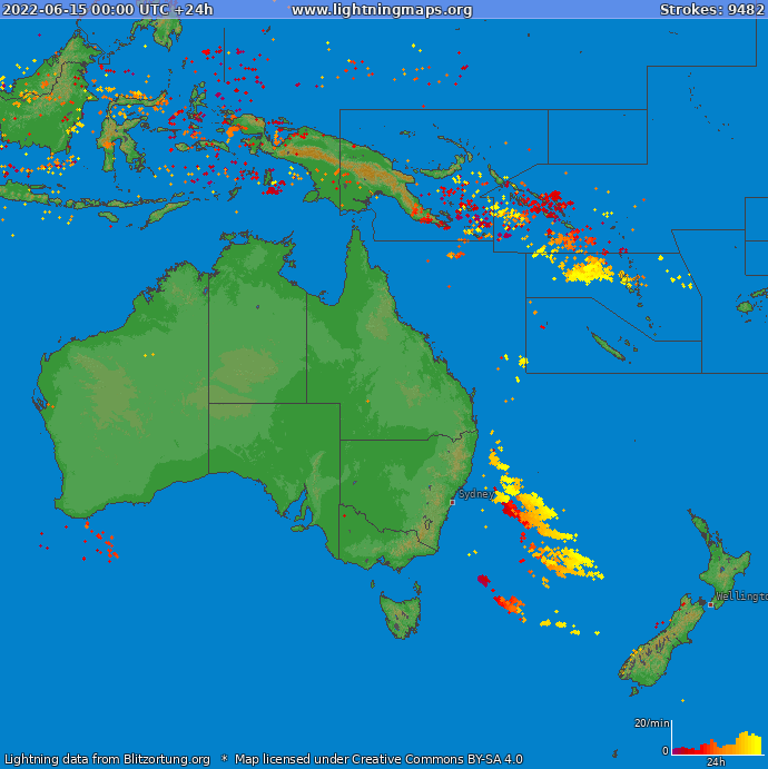 Lightning map Oceania 2022-06-15