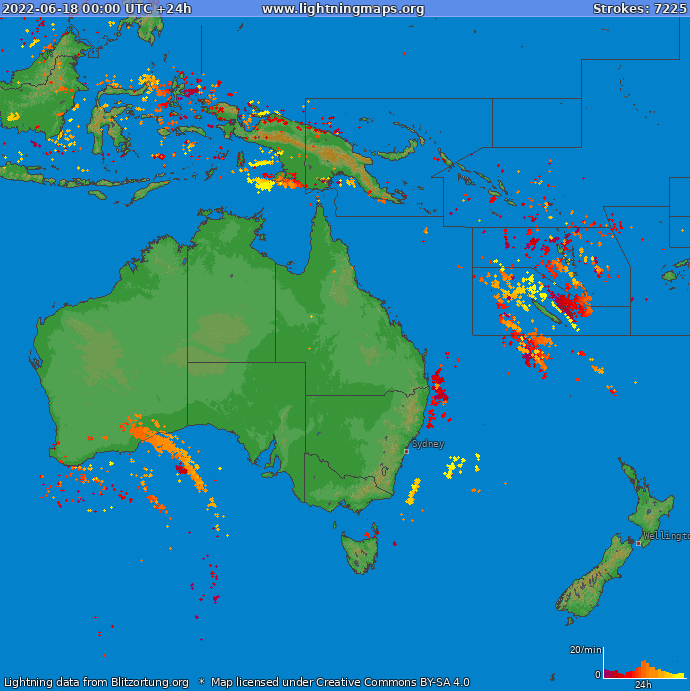 Lightning map Oceania 2022-06-18