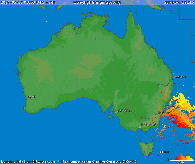 Lightning map Australia 2024-05-17