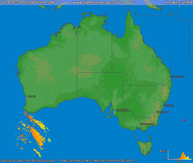 Carte de la foudre Australia 24/05/2024