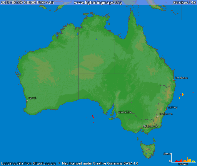 Carte de la foudre Australia 03/06/2024 (Animation)