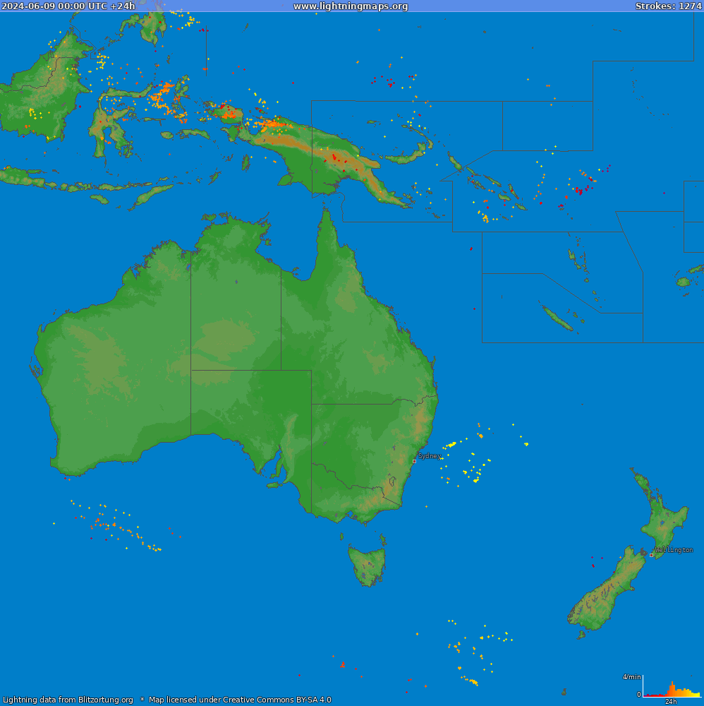 Lightning map Oceania (Big) 2024-06-09