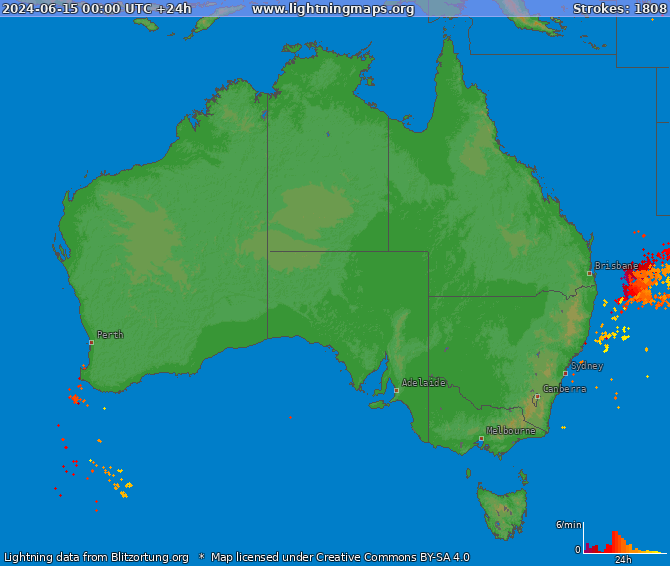 Lightning map Australia 2024-06-15