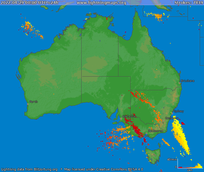 Карта блискавок Австралія 29.04.2022