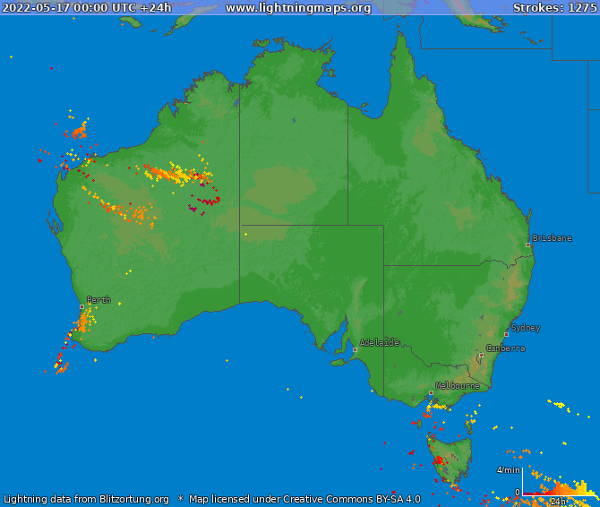 Lightning map Australia 2022-05-17