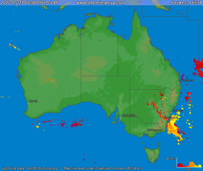 Mappa dei fulmini Australia 27.05.2022