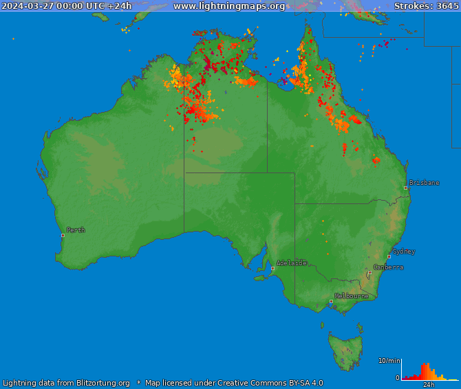 Mapa blesků Australia 27.03.2024