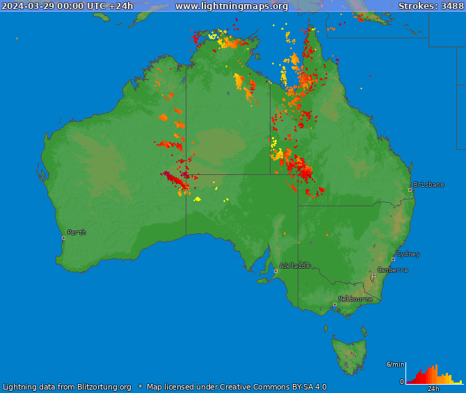 Mapa blesků Australia 29.03.2024