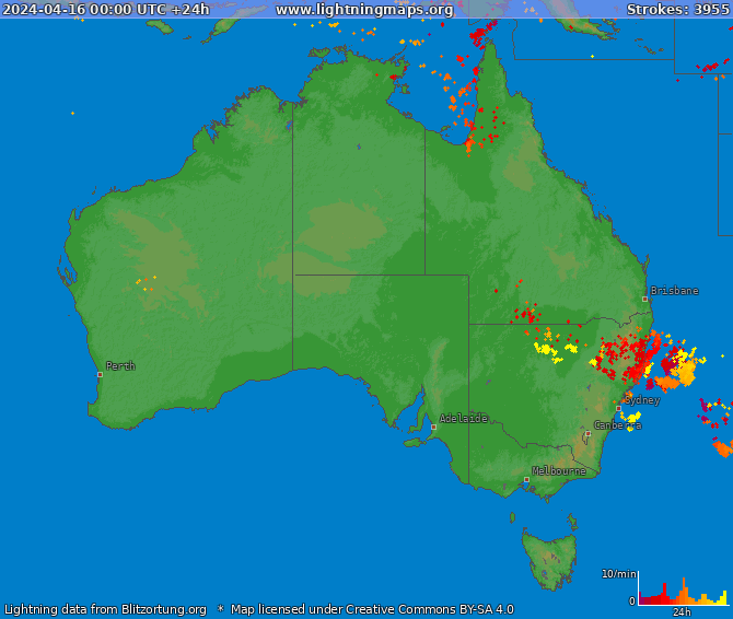 Zibens karte Australia 2024.04.16