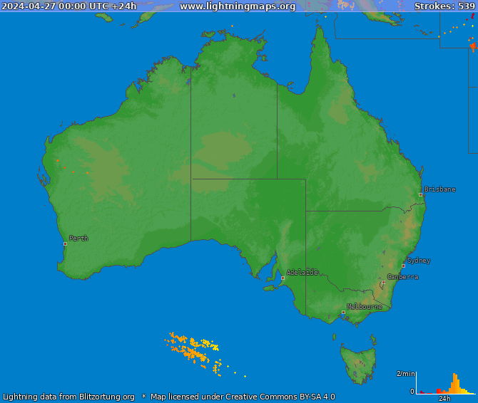 Zibens karte Australia 2024.04.27