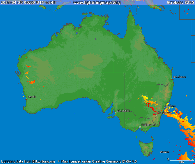 Карта блискавок Австралія 29.04.2024