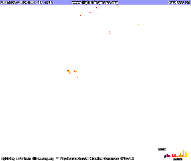 Mapa wyładowań Australia 2024-03-29 (Animacja)