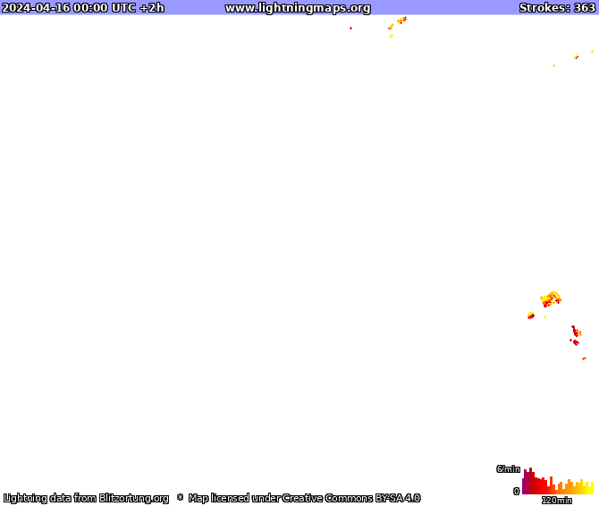 Mappa dei fulmini Australia 16.04.2024 (Animazione)