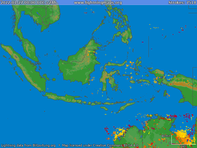 Lightning map Indonesia 2022-01-27