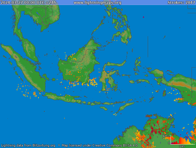 Bliksem kaart Indonesia 27.03.2024