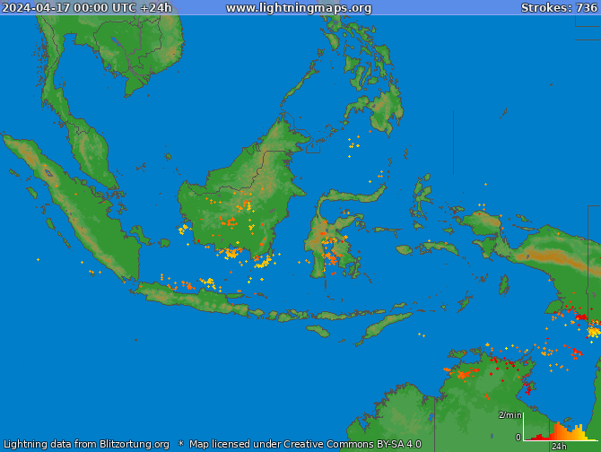 Mapa wyładowań Indonezja 2024-04-17