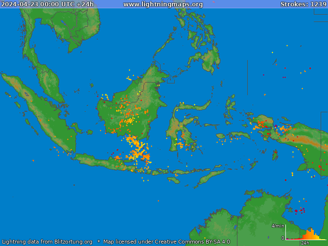 Mapa wyładowań Indonezja 2024-04-23