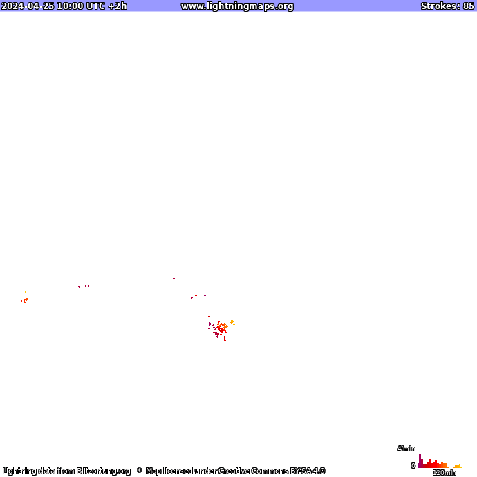 Lightning map New Zealand 2024-04-25 (Animation)