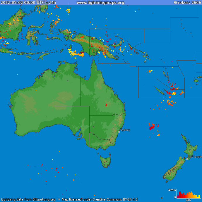 Bliksem kaart Oceania 02.05.2022