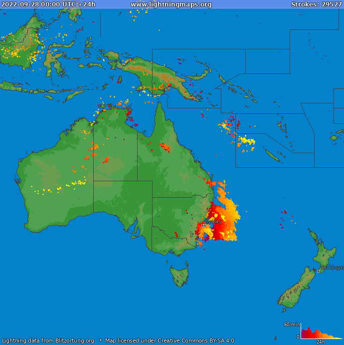 Lightning map Oceania 2022-09-28
