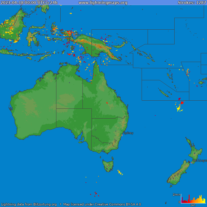Mappa dei fulmini Oceania 18.04.2023