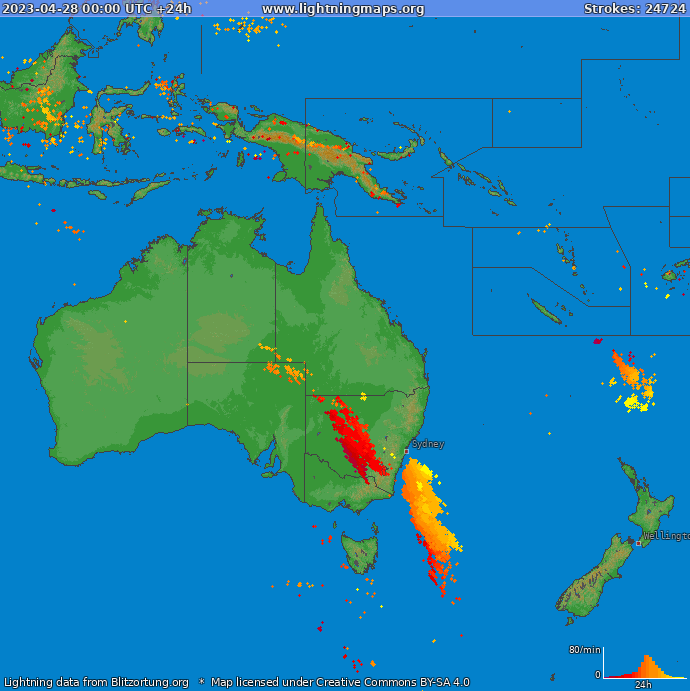 Lightning map Oceania 2023-04-28