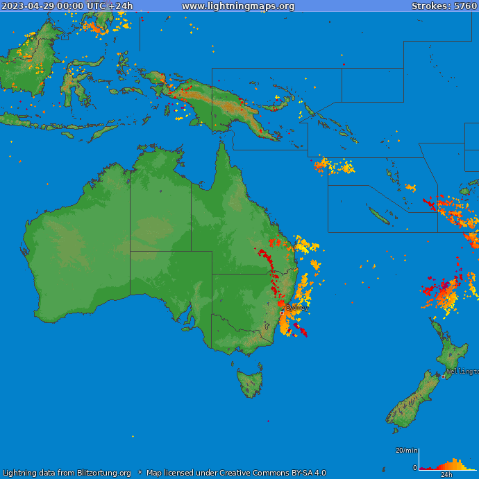 Lightning map Oceania 2023-04-29