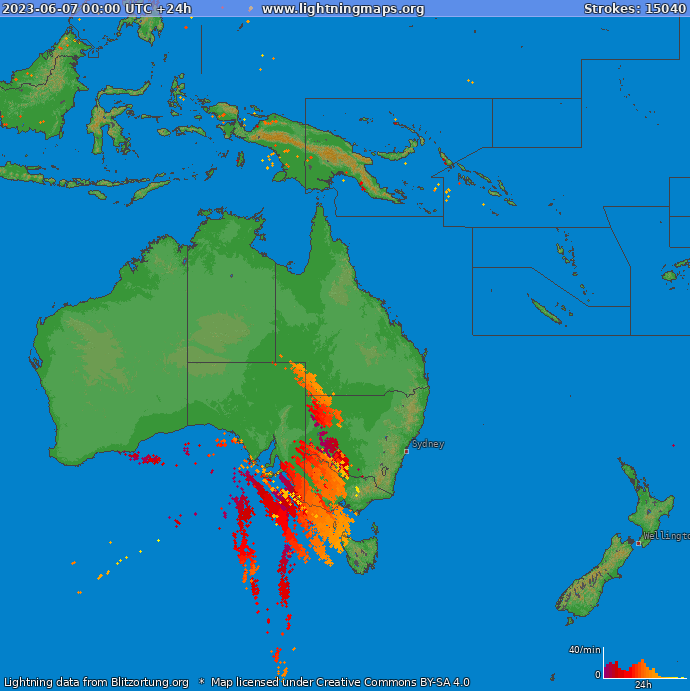 Mapa blesků Oceania 07.06.2023