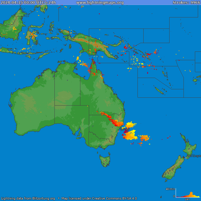 Mappa dei fulmini Oceania 15.04.2024