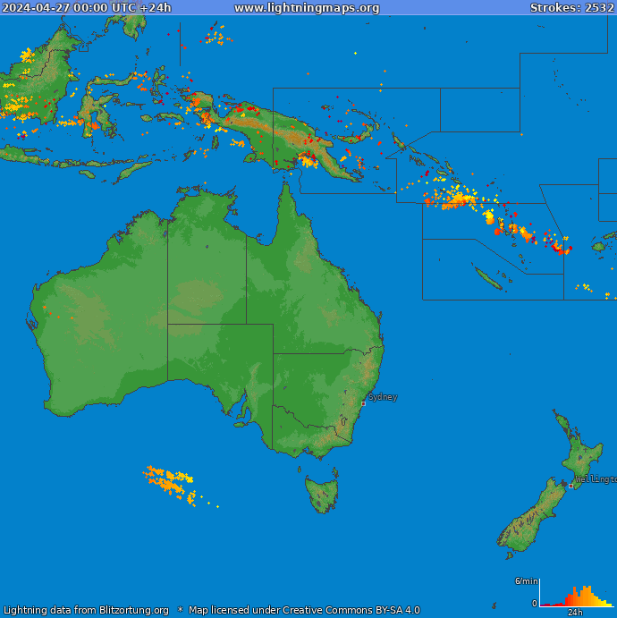 Carte de la foudre Oceania 27/04/2024