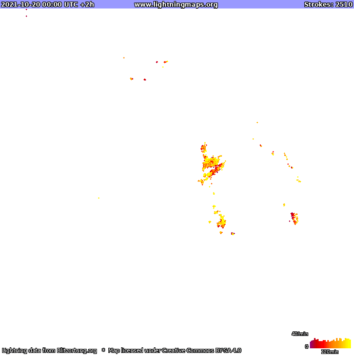 Карта блискавок Океанія 20.10.2021 (Анімація)