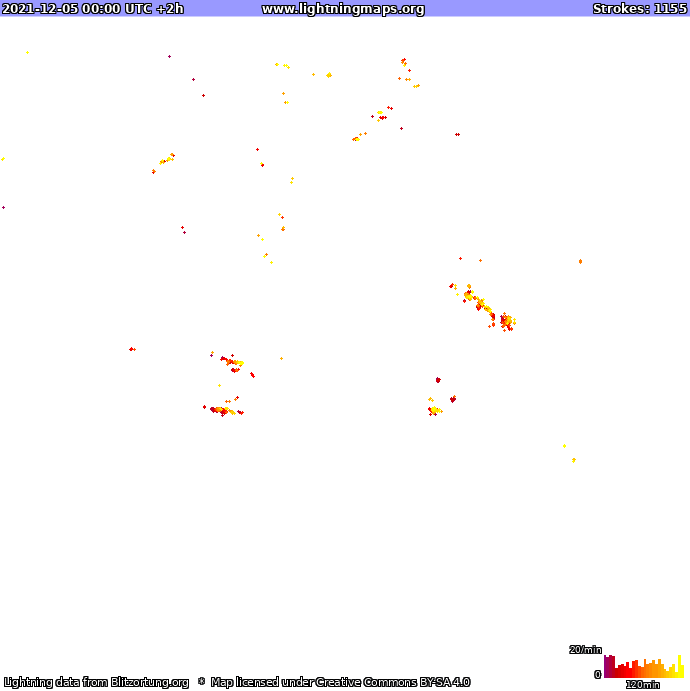 Mapa bleskov Oceania 05.12.2021 (Animácia)