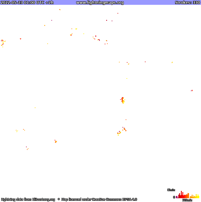 Карта блискавок Океанія 23.05.2022 (Анімація)