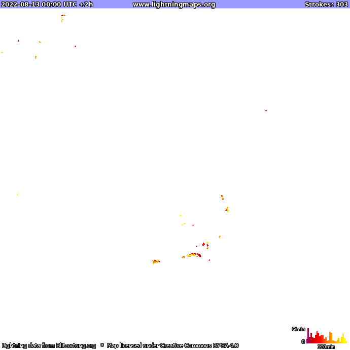 Mappa dei fulmini Oceania 13.08.2022 (Animazione)
