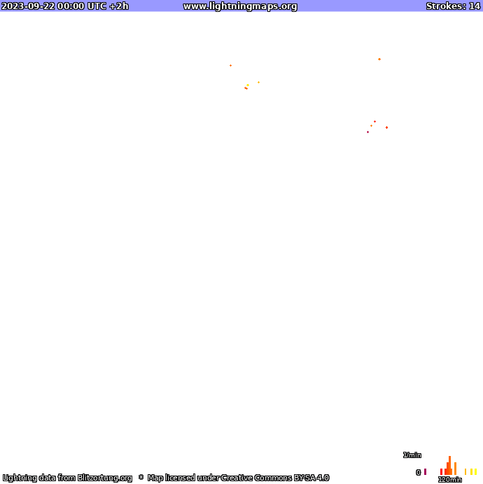Mapa bleskov Oceania 22.09.2023 (Animácia)